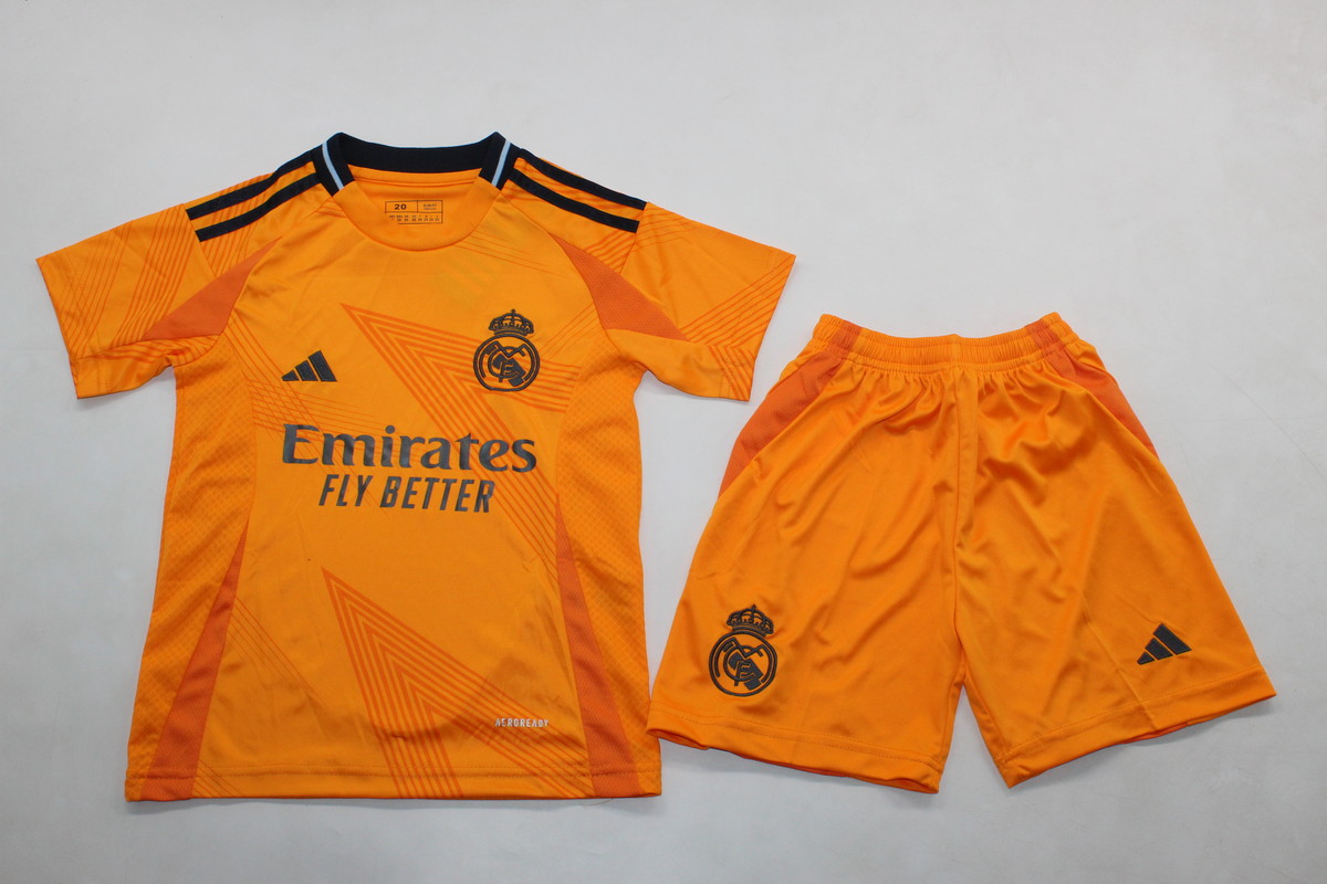 Kids-Real Madrid 24/25 Away Orange Soccer Jersey